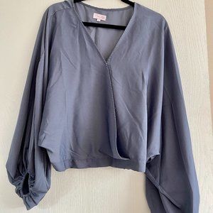 Pink Lily Blue Business Casual Blouse